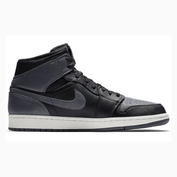 Black / Dark Grey Men's Nike Mid Basketball Shoes Air Jordan 1 | JD-365DX