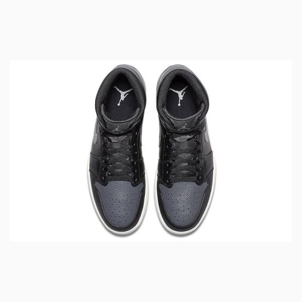 Black / Dark Grey Men's Nike Mid Basketball Shoes Air Jordan 1 | JD-365DX