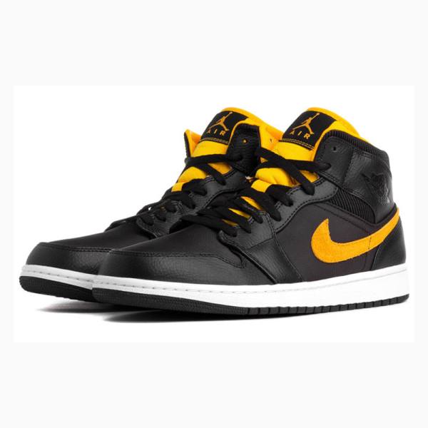 Black / Gold Men's Nike Mid SE Basketball Shoes Air Jordan 1 | JD-150DU