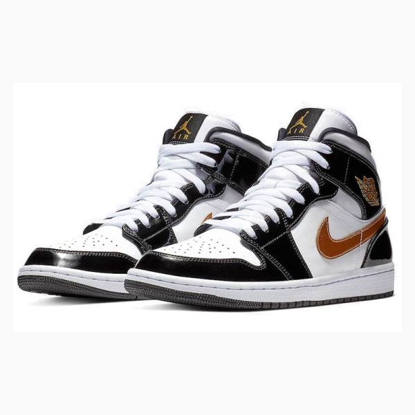 Black / Gold Men's Nike Mid SE Basketball Shoes Air Jordan 1 | JD-732NH