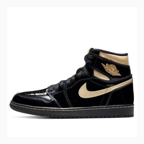 Black / Gold Men\'s Nike Retro High OG Metallic Basketball Shoes Air Jordan 1 | JD-782WP