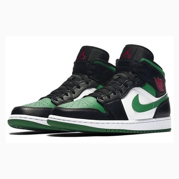 Black / Green Men's Nike Mid Basketball Shoes Air Jordan 1 | JD-059DM