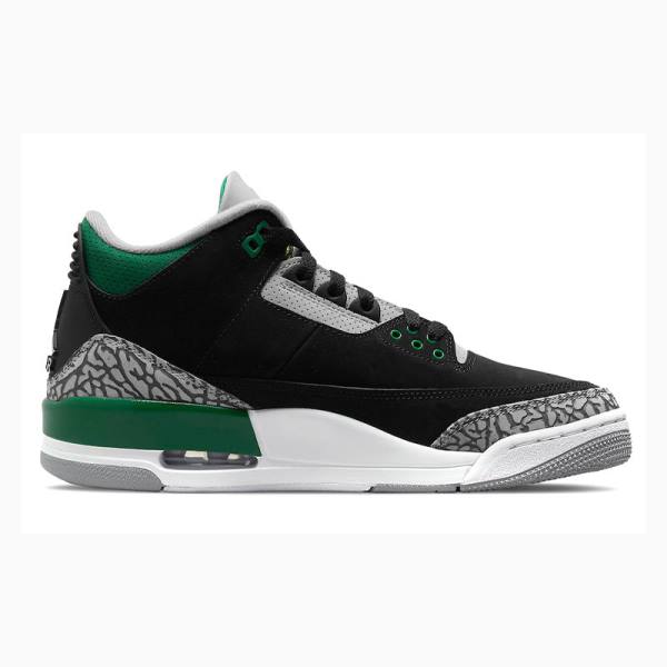 Black / Green Men's Nike Retro Pine Basketball Shoes Air Jordan 3 | JD-537DF