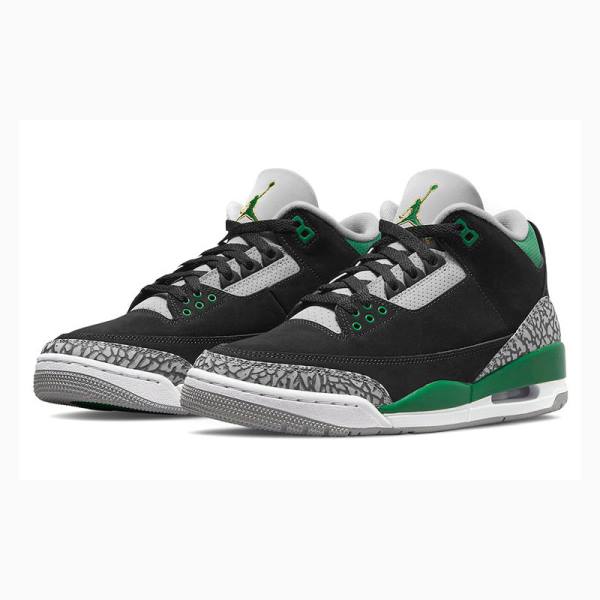 Black / Green Men's Nike Retro Pine Basketball Shoes Air Jordan 3 | JD-537DF