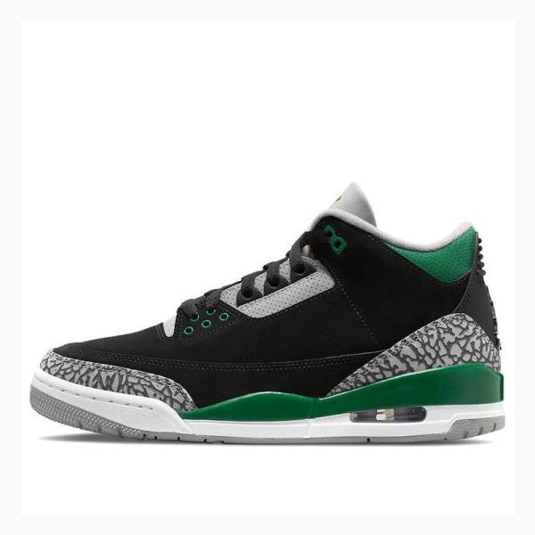 Black / Green Men\'s Nike Retro Pine Basketball Shoes Air Jordan 3 | JD-537DF