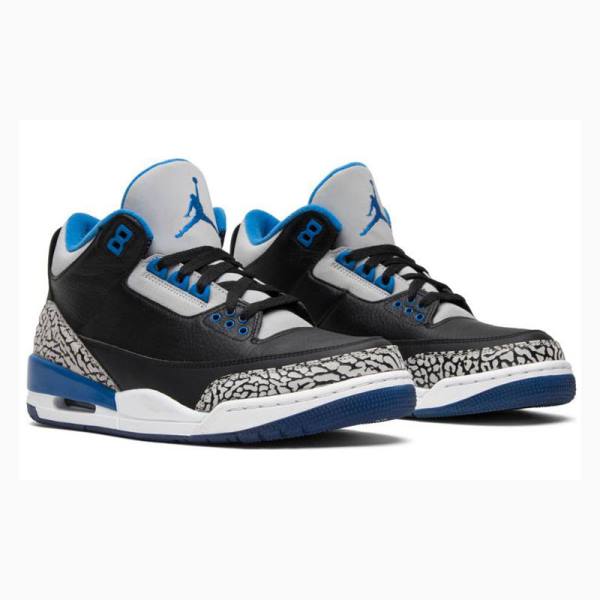 Black / Grey / Blue Men's Nike Retro Sport Basketball Shoes Air Jordan 3 | JD-207SE