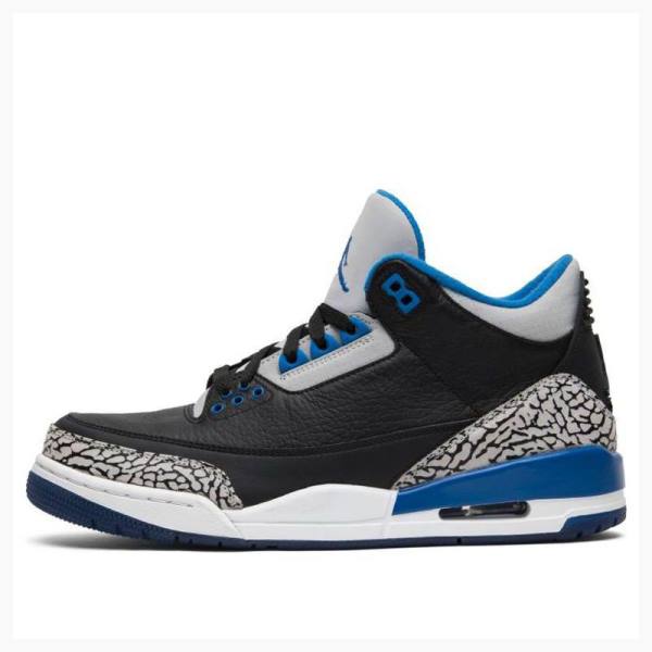 Black / Grey / Blue Men\'s Nike Retro Sport Basketball Shoes Air Jordan 3 | JD-207SE