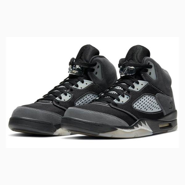 Black / Grey Men's Nike Retro Anthracite Basketball Shoes Air Jordan 5 | JD-736PB