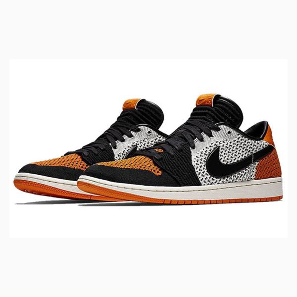 Black / Grey / Orange Men's Nike Retro Low Flyknit Shattered Backboard Sneakers Air Jordan 1 | JD-806QF