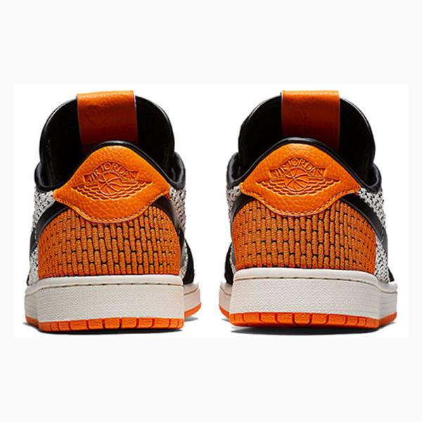 Black / Grey / Orange Men's Nike Retro Low Flyknit Shattered Backboard Sneakers Air Jordan 1 | JD-806QF