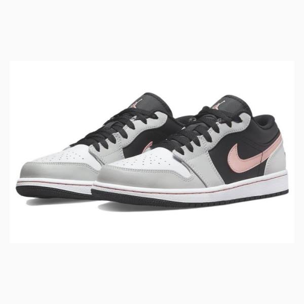 Black / Grey / Pink Men's Nike Retro Low Sneakers Air Jordan 1 | JD-574NK