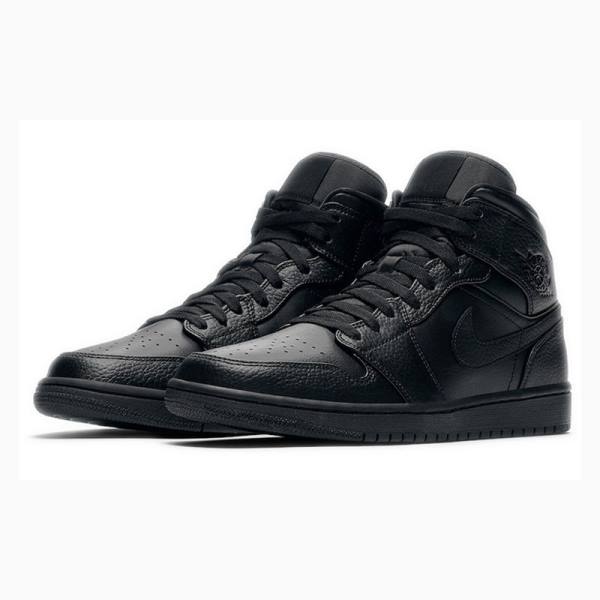 Black Men's Nike Mid Triple Basketball Shoes Air Jordan 1 | JD-145JT