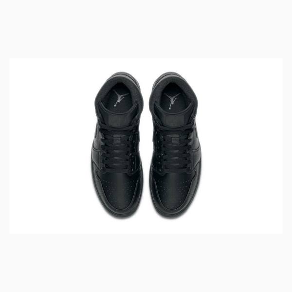 Black Men's Nike Mid Triple Basketball Shoes Air Jordan 1 | JD-145JT