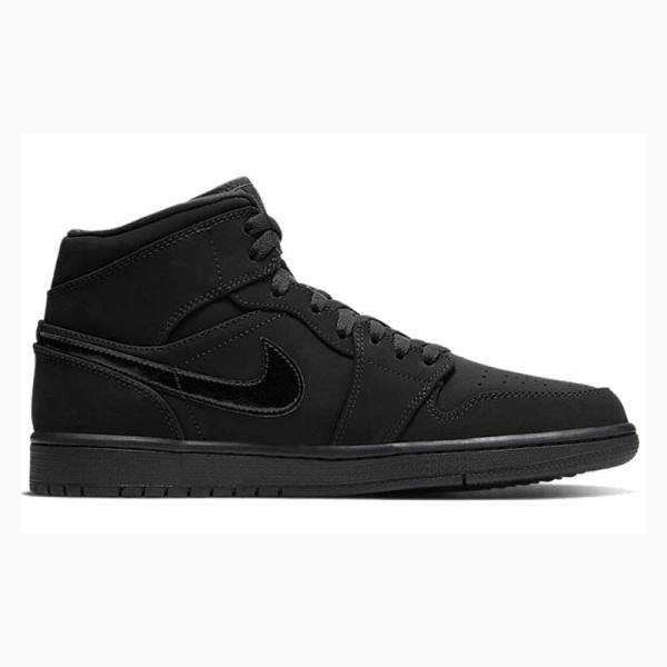 Black Men's Nike Mid Triple Basketball Shoes Air Jordan 1 | JD-528KG