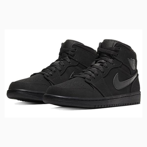 Black Men's Nike Mid Triple Basketball Shoes Air Jordan 1 | JD-528KG