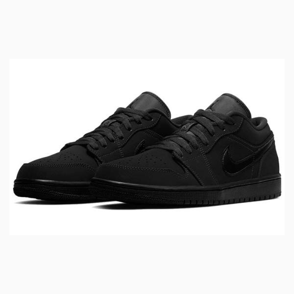 Black Men's Nike Retro Low Triple Sneakers Air Jordan 1 | JD-710QA