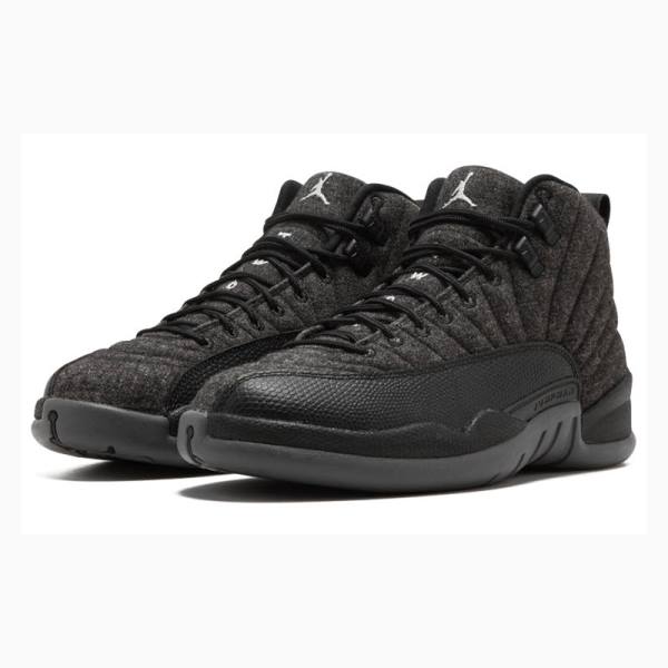 Black Men's Nike Retro Wool Basketball Shoes Air Jordan 12 | JD-982TI