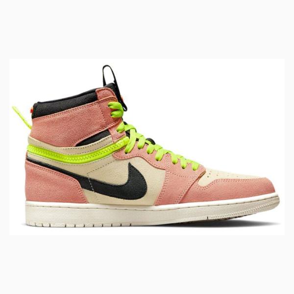 Black / Pink / Green Men's Nike High Switch Peach Basketball Shoes Air Jordan 1 | JD-589NQ