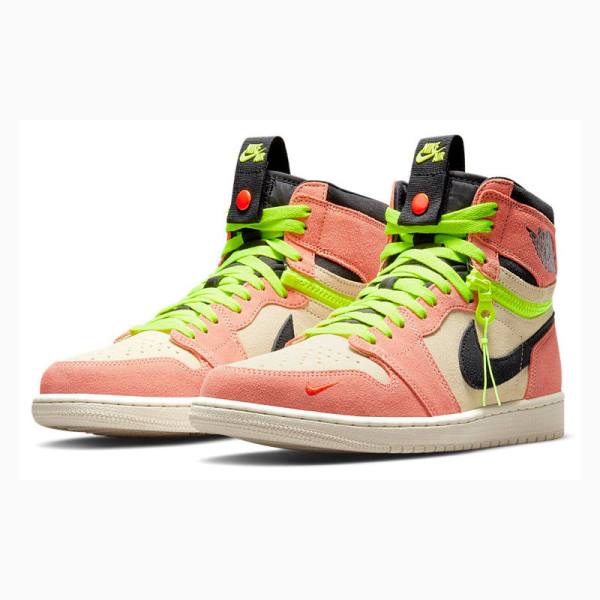 Black / Pink / Green Men's Nike High Switch Peach Basketball Shoes Air Jordan 1 | JD-589NQ