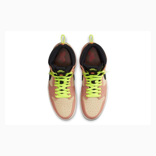 Black / Pink / Green Men's Nike High Switch Peach Basketball Shoes Air Jordan 1 | JD-589NQ