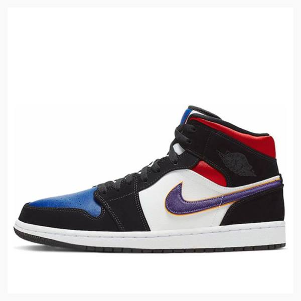 Black / Purple / Blue Men\'s Nike Mid SE Rivals Basketball Shoes Air Jordan 1 | JD-615YW