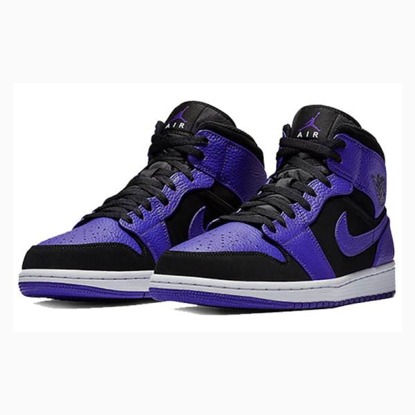 Black / Purple Men's Nike Mid Basketball Shoes Air Jordan 1 | JD-120LP