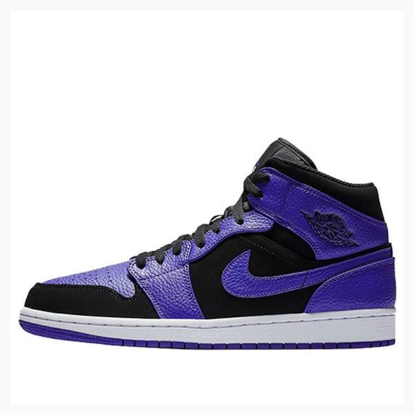 Black / Purple Men\'s Nike Mid Basketball Shoes Air Jordan 1 | JD-120LP