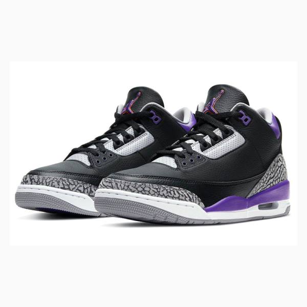 Black / Purple Men's Nike Retro Basketball Shoes Air Jordan 3 | JD-423UC