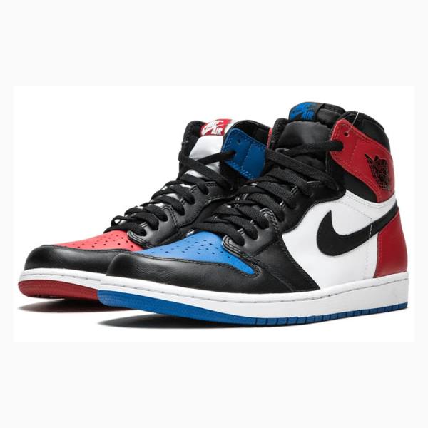 Black / Red / Blue Men's Nike Retro High OG Top 3 Basketball Shoes Air Jordan 1 | JD-746PT