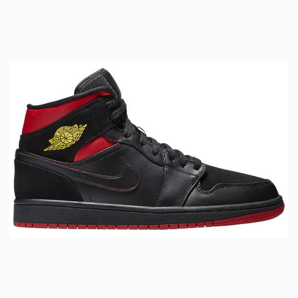 Black / Red Men's Nike Mid Basketball Shoes Air Jordan 1 | JD-724ZJ