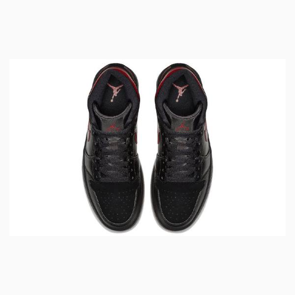 Black / Red Men's Nike Mid Basketball Shoes Air Jordan 1 | JD-724ZJ