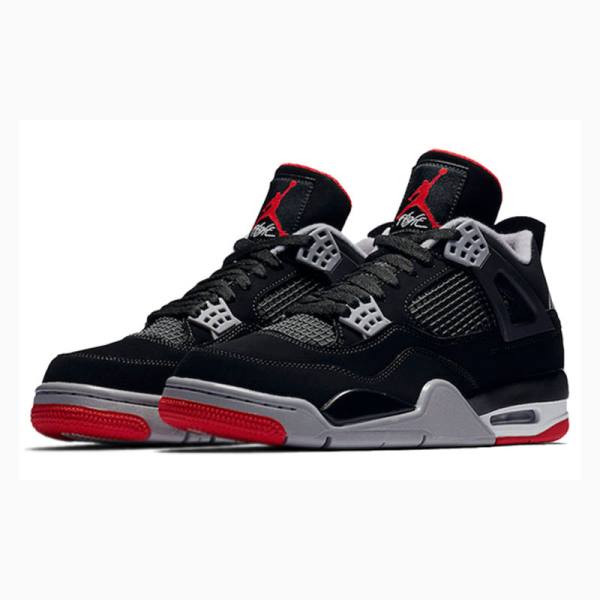 Black / Red Men's Nike Retro Bred Basketball Shoes Air Jordan 4 | JD-345HV