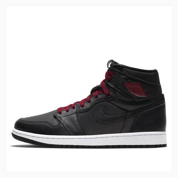 Black / Red Men\'s Nike Retro High OG Satin Gym Basketball Shoes Air Jordan 1 | JD-316EP