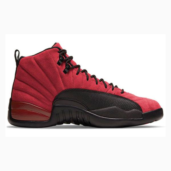 Black / Red Men's Nike Retro Reverse Flu Game Basketball Shoes Air Jordan 12 | JD-379AP