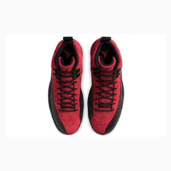 Black / Red Men's Nike Retro Reverse Flu Game Basketball Shoes Air Jordan 12 | JD-379AP