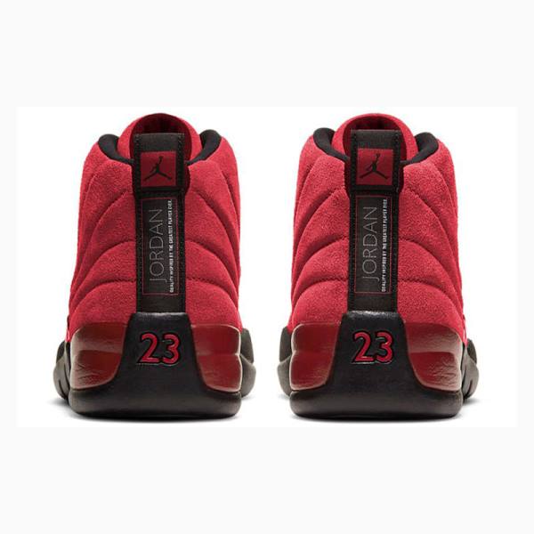 Black / Red Men's Nike Retro Reverse Flu Game Basketball Shoes Air Jordan 12 | JD-379AP