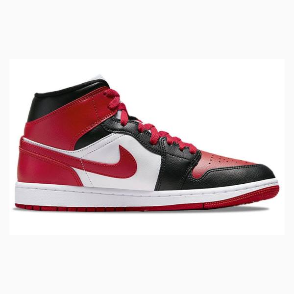 Black / Red Women's Nike Mid Basketball Shoes Air Jordan 1 | JD-670FU