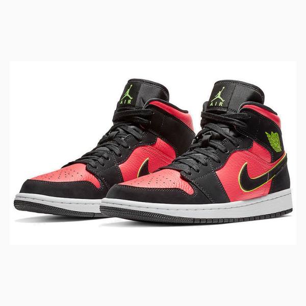 Black / Red Women's Nike Mid Basketball Shoes Air Jordan 1 | JD-678TD