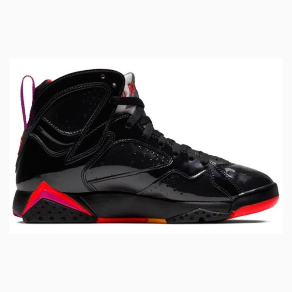 Black / Red Women's Nike Retro Patent Leather Basketball Shoes Air Jordan 7 | JD-209VY