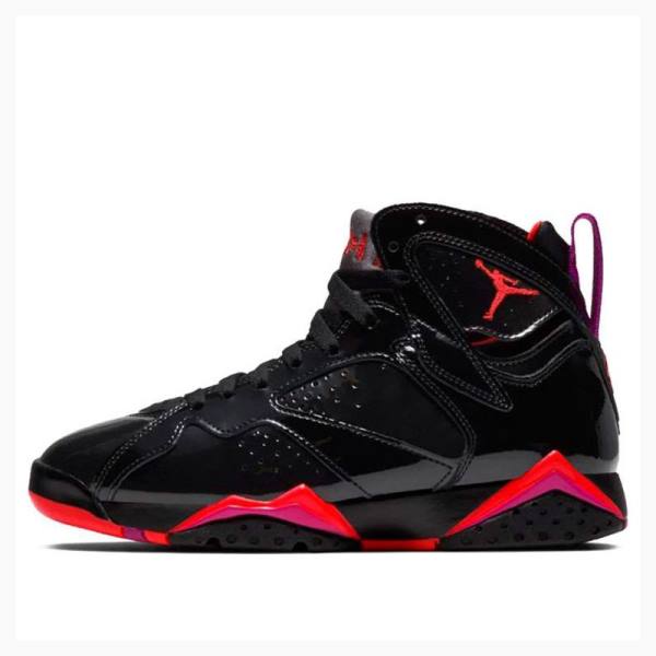 Black / Red Women\'s Nike Retro Patent Leather Basketball Shoes Air Jordan 7 | JD-209VY