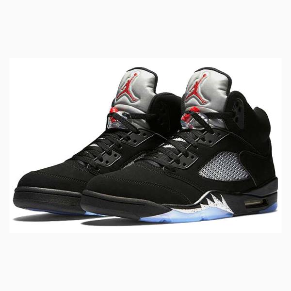 Black / Silver Men's Nike Retro Metallic Basketball Shoes Air Jordan 5 | JD-756CL