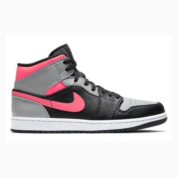 Black / Silver / Pink Men's Nike Mid Shadow Basketball Shoes Air Jordan 1 | JD-083RJ