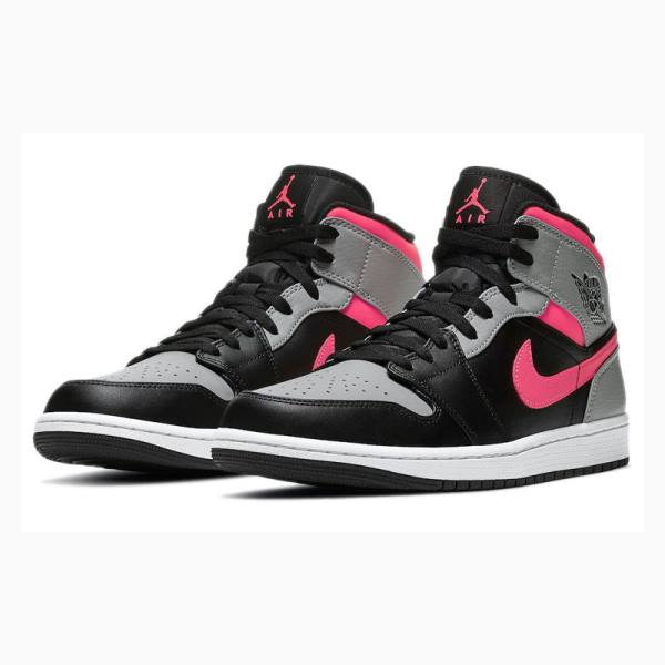 Black / Silver / Pink Men's Nike Mid Shadow Basketball Shoes Air Jordan 1 | JD-083RJ