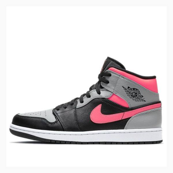 Black / Silver / Pink Men\'s Nike Mid Shadow Basketball Shoes Air Jordan 1 | JD-083RJ