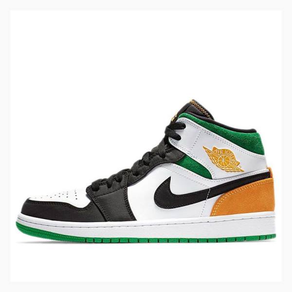 Black / White / Green Men\'s Nike Mid SE Oakland Basketball Shoes Air Jordan 1 | JD-253VR