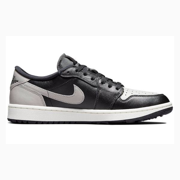 Black / White / Grey Men's Nike Retro Low Golf Shadow Sneakers Air Jordan 1 | JD-045MS