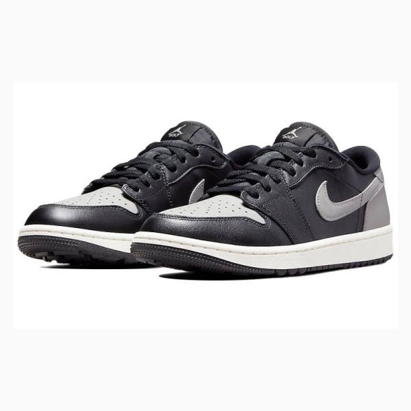 Black / White / Grey Men's Nike Retro Low Golf Shadow Sneakers Air Jordan 1 | JD-045MS