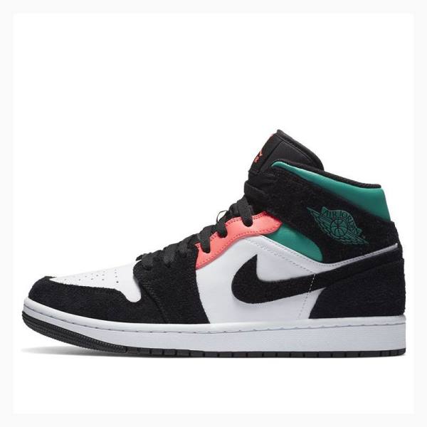 Black / White Men\'s Nike Mid SE South Beach Basketball Shoes Air Jordan 1 | JD-945LZ