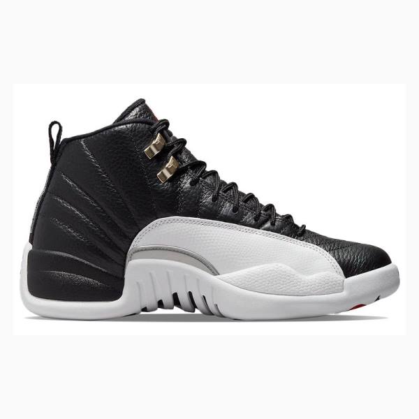 Black / White Men's Nike Playoffs Basketball Shoes Air Jordan 12 | JD-351BI