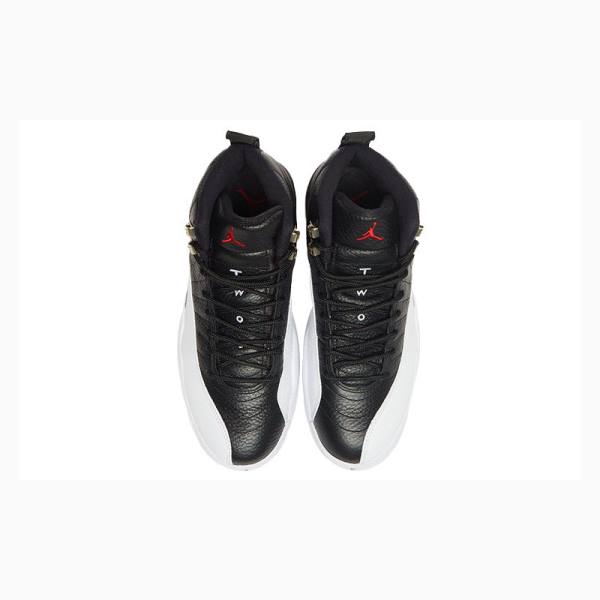 Black / White Men's Nike Playoffs Basketball Shoes Air Jordan 12 | JD-351BI